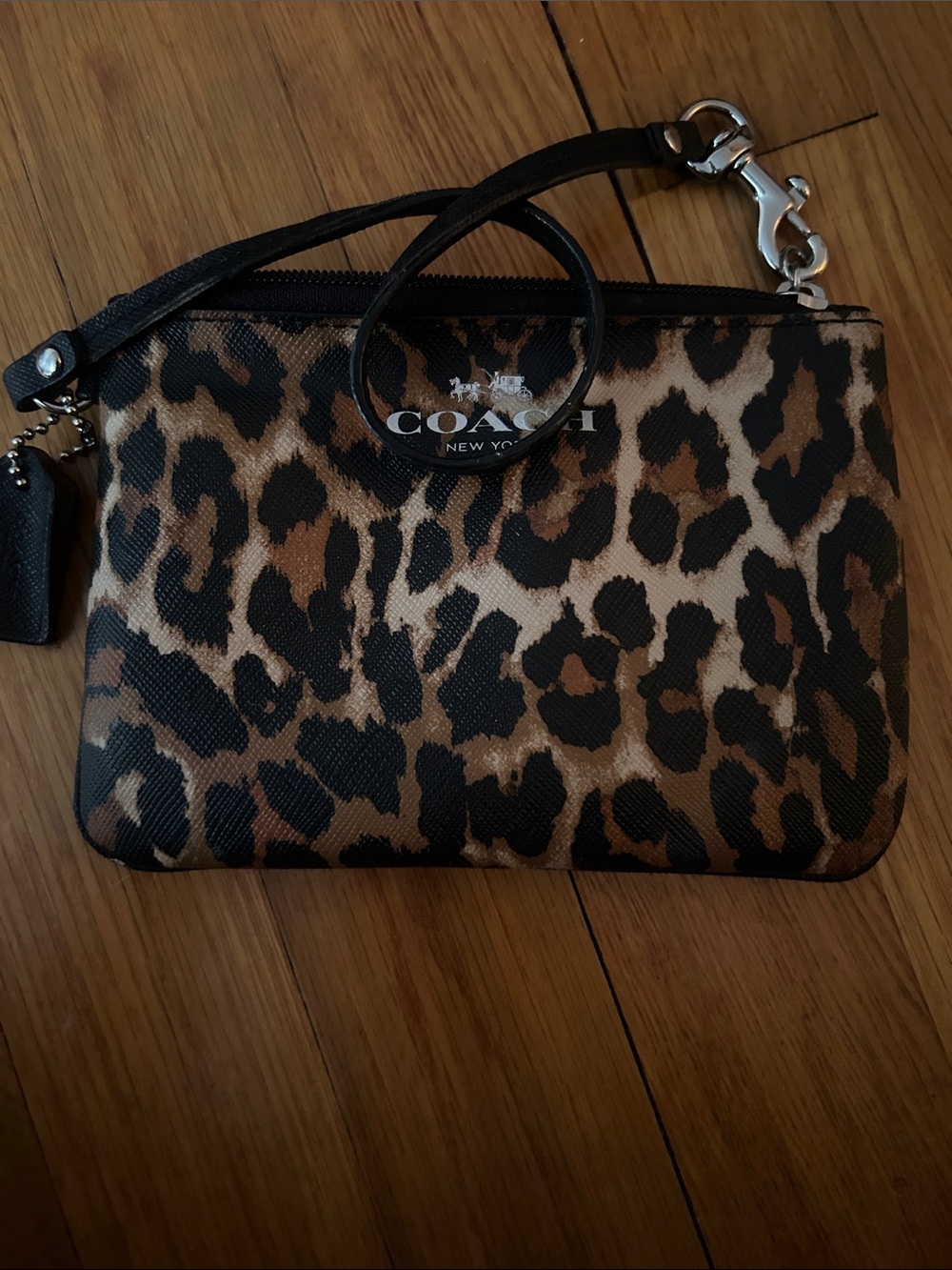 Coach Leopard Print Wristlet in Brown and Black